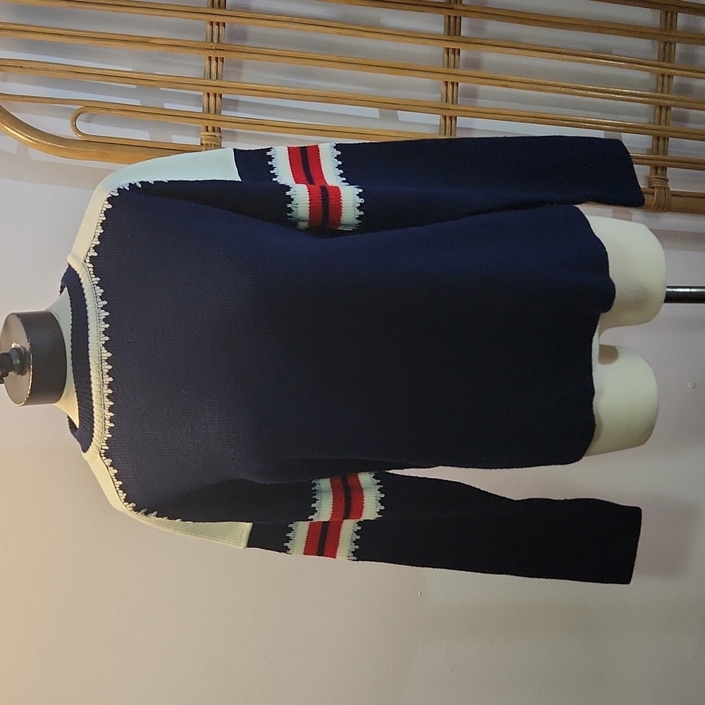 Cabot Fine Menswear vintage sweater red white navy blue ski sweater size large
